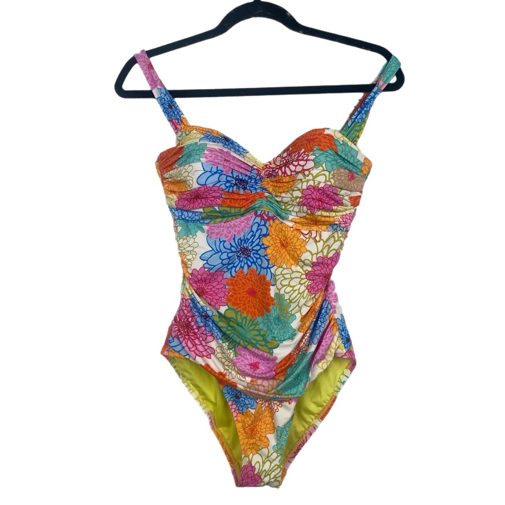 Blue Rod Beattie Women’s 1pc Multi Colored Flower Print Swim Suit Size 8/M NWT